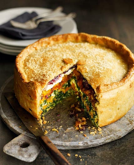 Butternut squash, spinach and goat’s cheese pie