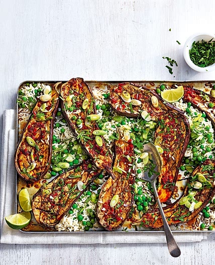 Teriyaki aubergine with rice