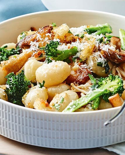 Gnocchi, wild mushrooms, broccolini and breadcrumbs