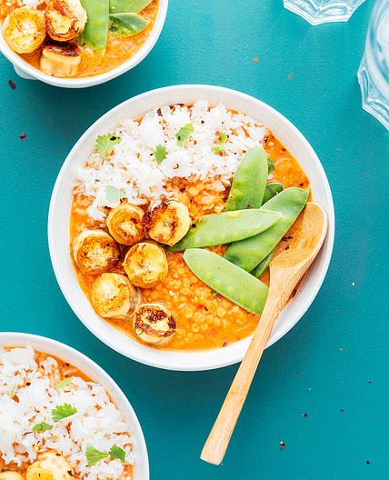 Banana Curry (Spicy Thai Style with Red Lentils)
