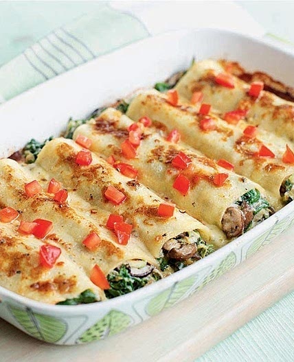 Courgette and mushroom cannelloni