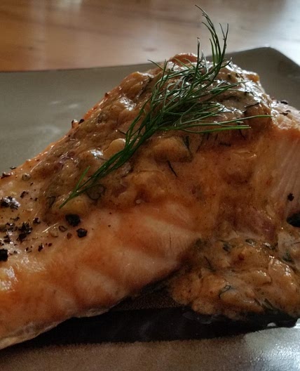 Salmon With Dijon Dill Shallot Sauce