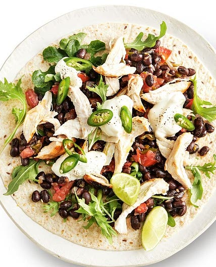 Chicken and bean burritos recipe