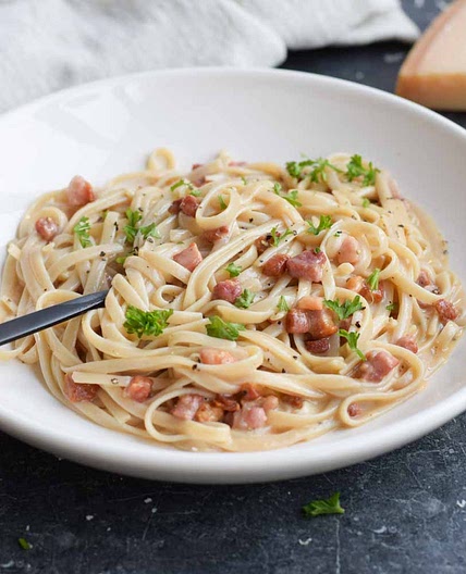 Low FODMAP pasta carbonara