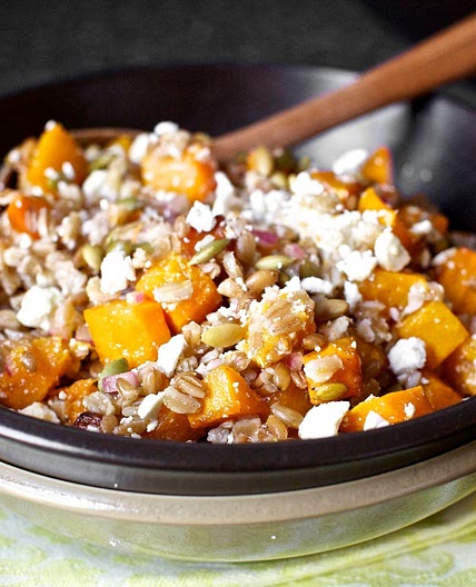 butternut squash salad with farro and pepitas