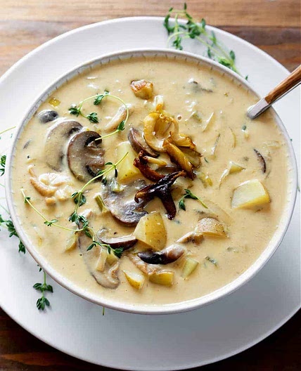 Vegan Wild Mushroom Leek Chowder