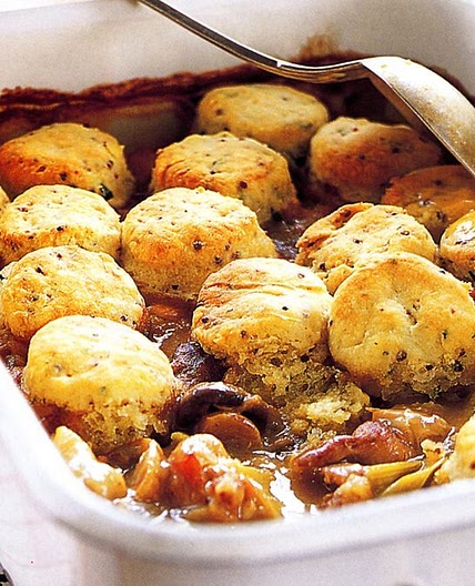 Chicken and leek casserole with tarragon dumplings