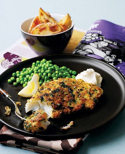 Crispy herb-crumbed fish