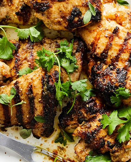 Grilled Za'atar Chicken with Garlic Yogurt and Cilantro Recipe