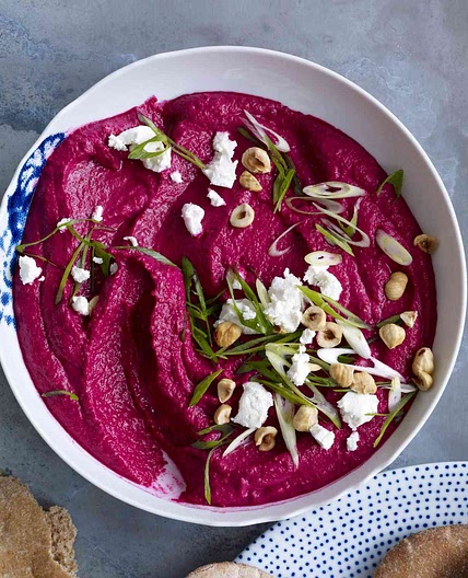 Za'atar-Spiced Beet Dip with Goat Cheese and Hazelnuts