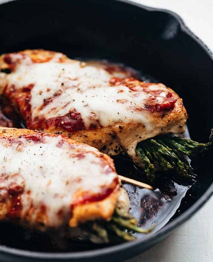 Asparagus Stuffed Chicken Parmesan (Keto, Gluten Free, 30 Min)
