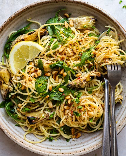 Vegan artichoke pasta