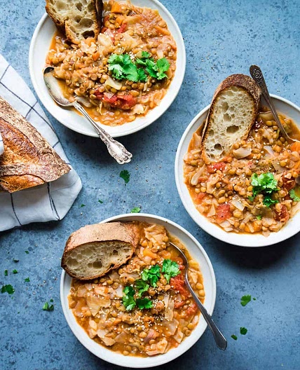Vegan Instant Pot Lentil and Cabbage Soup