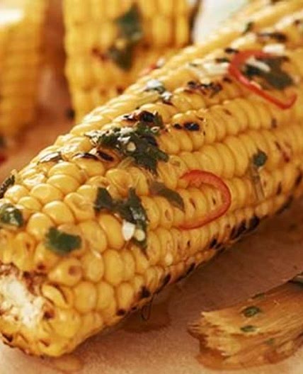 Barbecued Corn with Coriander and Chilli Butter recipe