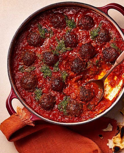 Meatballs in tomato, cardamom & lime sauce