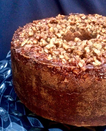 Sweet Potato Cake with Maple-Bourbon Pecans