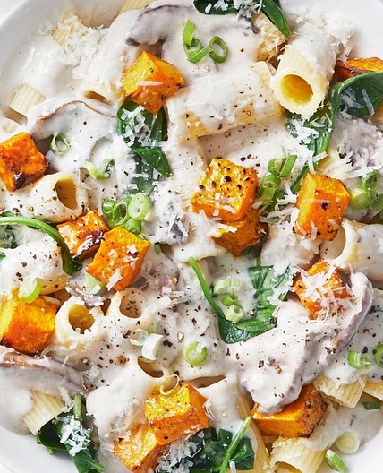 Creamy pumpkin and mushroom pasta recipe