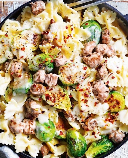 Creamy carbonara sausage pasta recipe