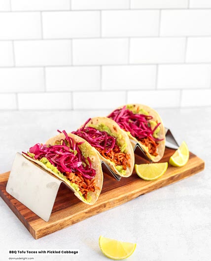 BBQ Tofu Tacos with Pickled Cabbage