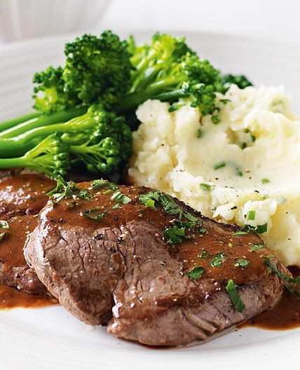 Steak diane with chive mash