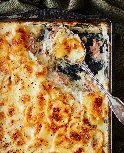Kartoffelgratin mit Graved Lachs