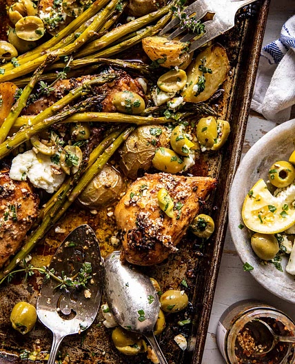 Sheet Pan Honey Garlic Chicken and Feta Potatoes