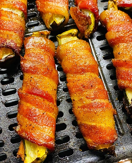 Air Fryer Bacon Wrapped Pickles