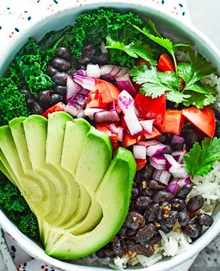 Burrito bowl with chipotle black beans