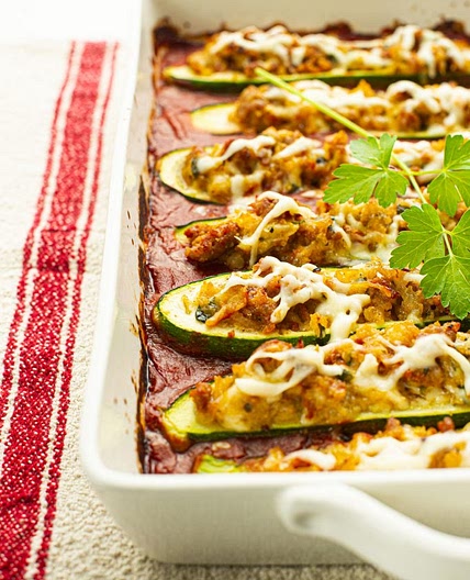 Courgettes farcies à la saucisse