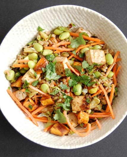 Asian-Style Farro Buddha Bowl with Crispy Baked Tofu