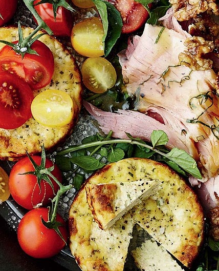 Ham and baked ricotta cheesecake platter