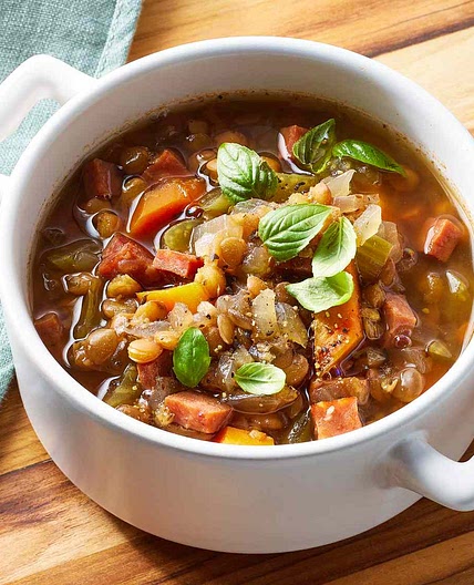 Slow Cooker Lentil and Ham Soup