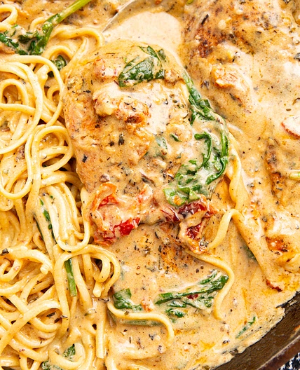 Creamy Chicken with Sun-dried Tomatoes and Spinach