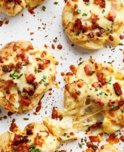Cheesy Bacon Smashed Potatoes