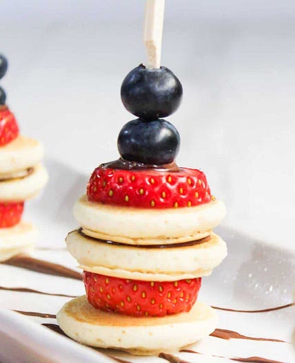 Mini Pancake Skewers with Berries