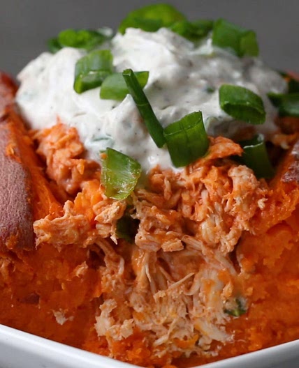Buffalo Chicken-stuffed Sweet Potato Recipe by Tasty