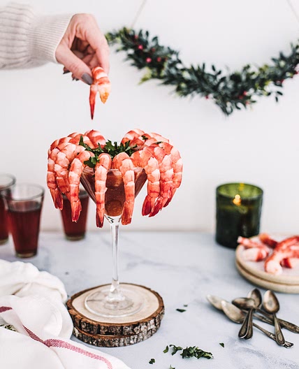 cocktail de crevettes & sauce gin et ananas