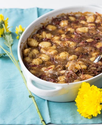 Caramelized Onion, Pastrami and Gnocchi Bake