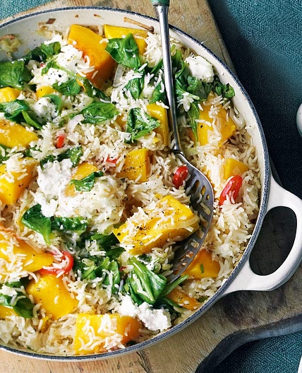 Baked basmati rice with squash and chilli