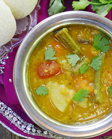 Instant Pot Sambar (Indian Split Pigeon Pea and Vegetable Soup)