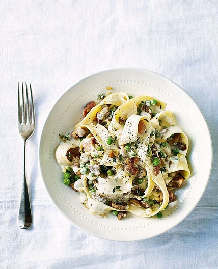 Crispy pancetta, thyme and chestnut pappardelle