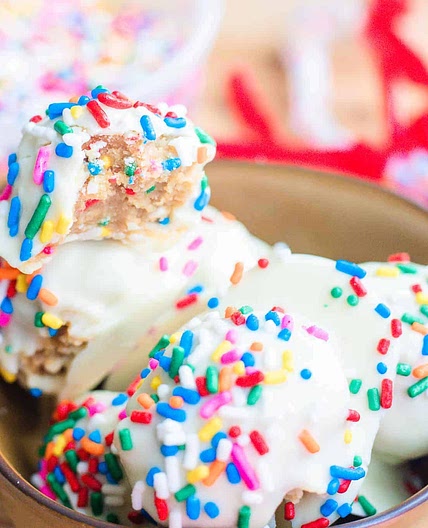 Gluten-Free Confetti Cookie Dough Bites with White Chocolate