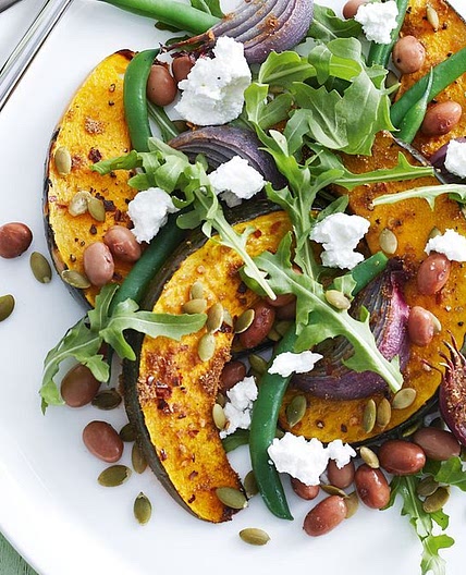 Pumpkin & bean salad with feta
