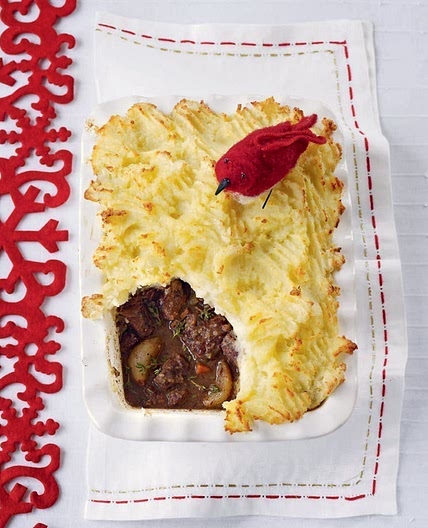Barolo-braised beef and shallot pie with parsnip and potato mash