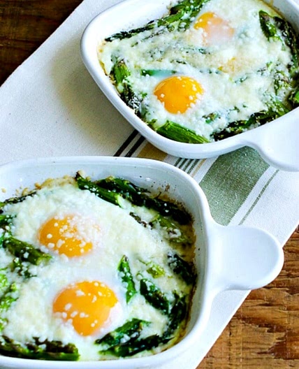 Baked Eggs and Asparagus with Parmesan