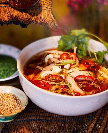 Warming chicken noodle soup