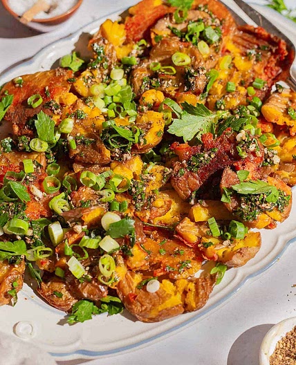 Crispy Smashed Potatoes with Garlic and Za'atar