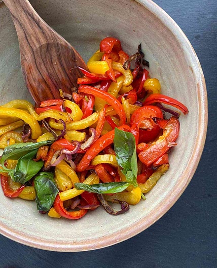 Air-Fried Roasted Sweet Peppers and Onions