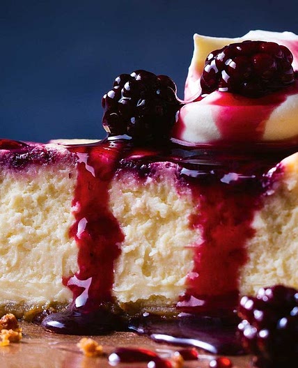 Honey and blackberry swirl cheesecake