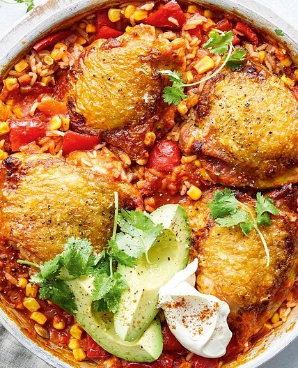 One-pan Mexican chicken and rice bake recipe